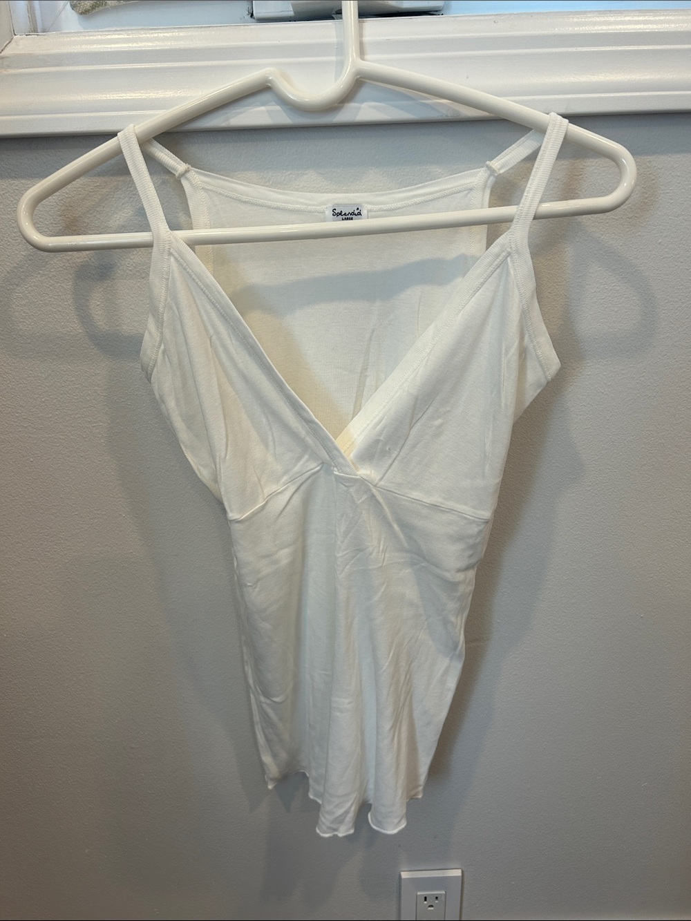 Splendid White V-Neck Slim-Strap Camisole